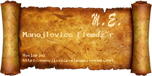 Manojlovics Elemér névjegykártya